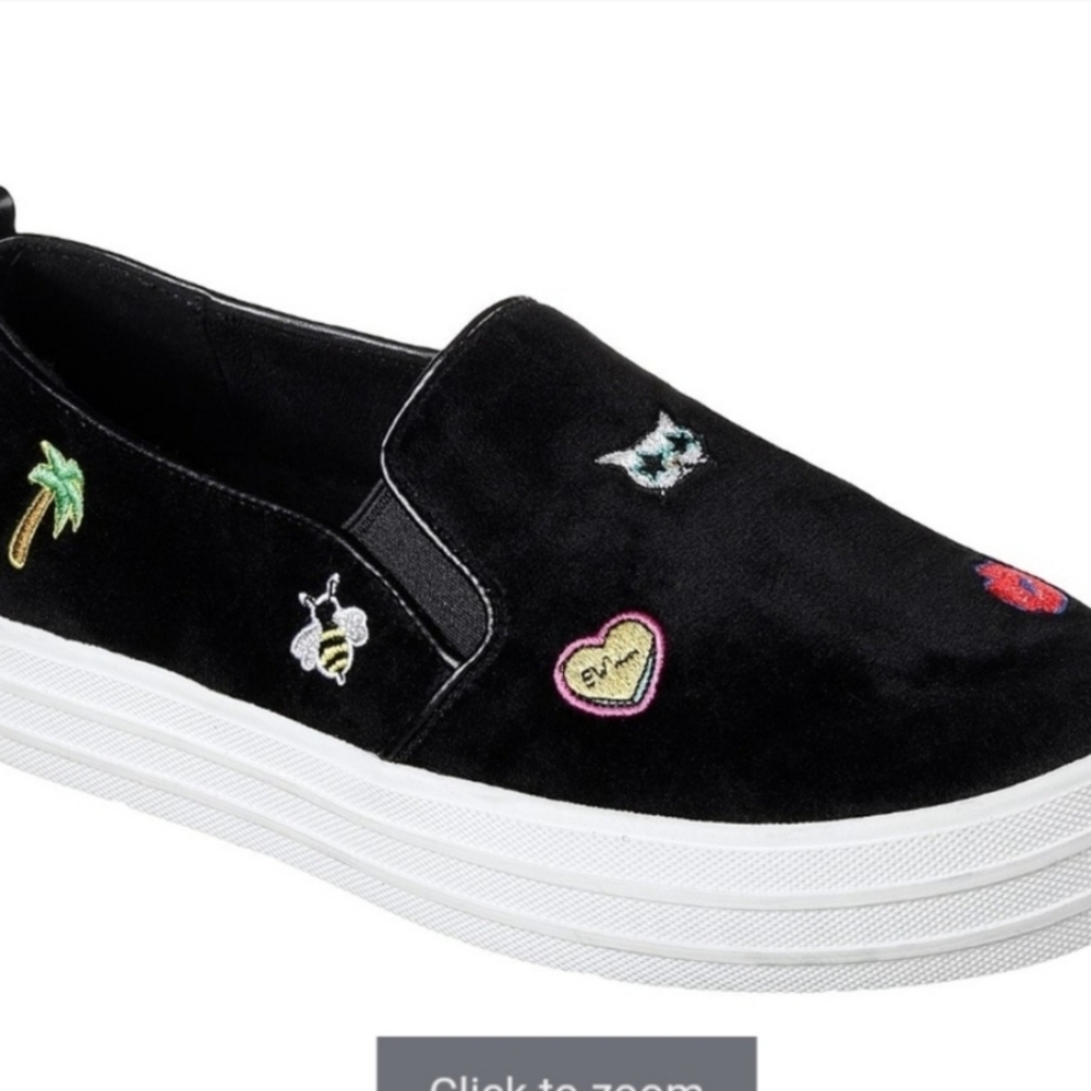 Skechers Kids' Black Slip-On Sneakers with Fun Patches